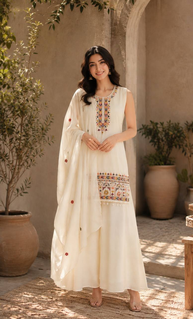 Women’s Premium Embroidered Anarkali Kurta Set with Dupatta