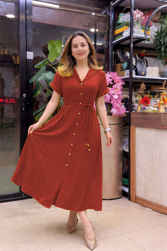 Designer Rayon Dress (Green & Orange)