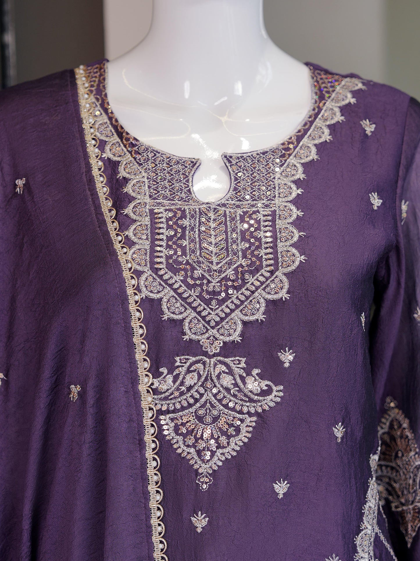 Royal Heavy Embroidered Anarkali Suit with Organza Dupatta