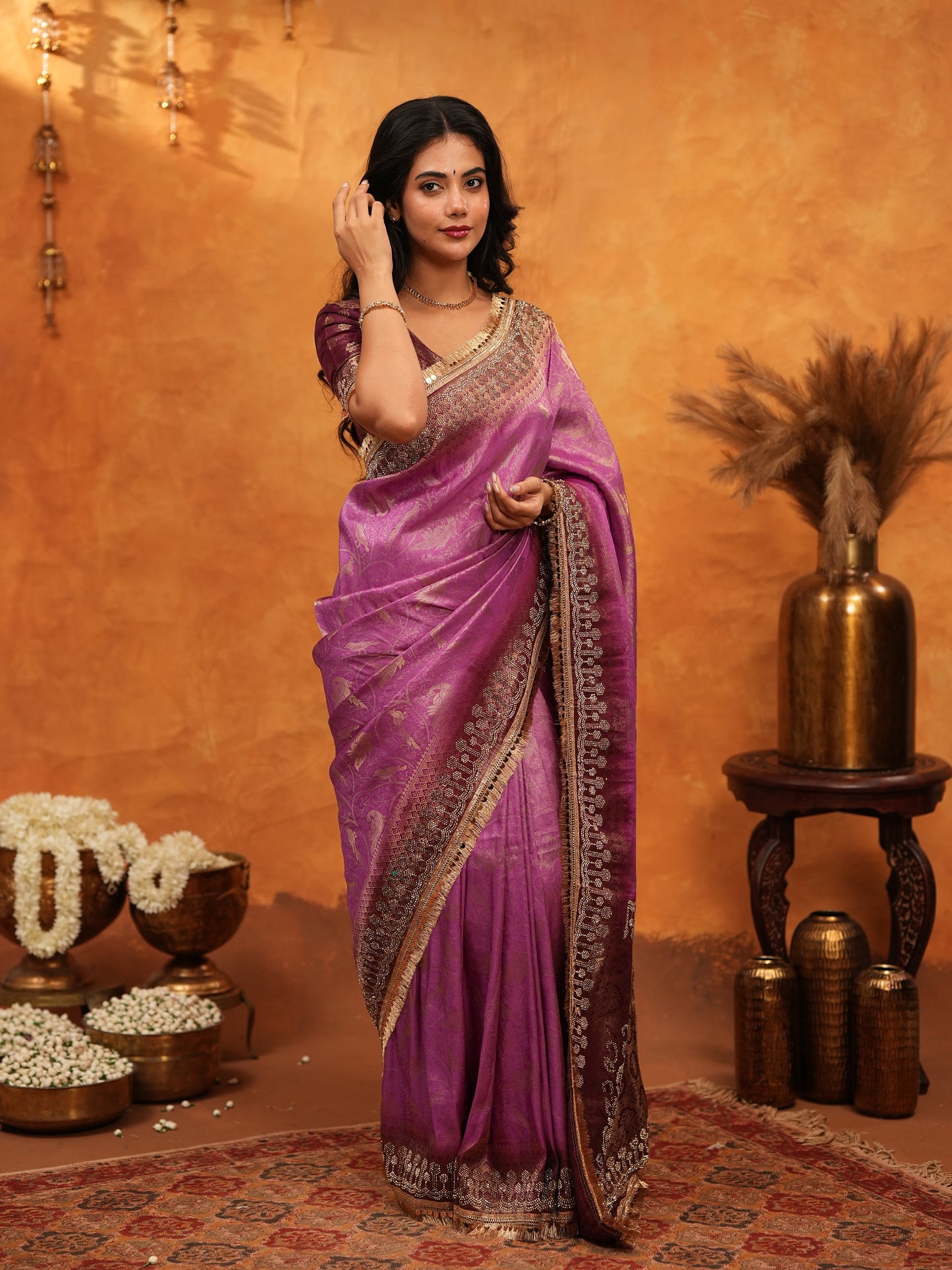 Royal Magenta Banarasi Silk Saree with Rich Zari Border & Traditional Woven Pallu | Designer Wedding & Festive Wear Saree