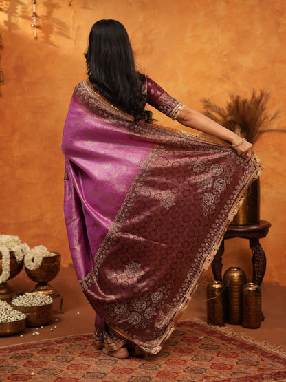 Royal Magenta Banarasi Silk Saree with Rich Zari Border & Traditional Woven Pallu | Designer Wedding & Festive Wear Saree