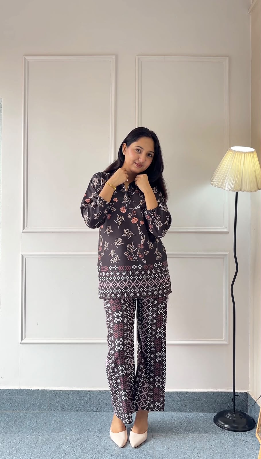 Black Printed Rayon Co-Ord Set