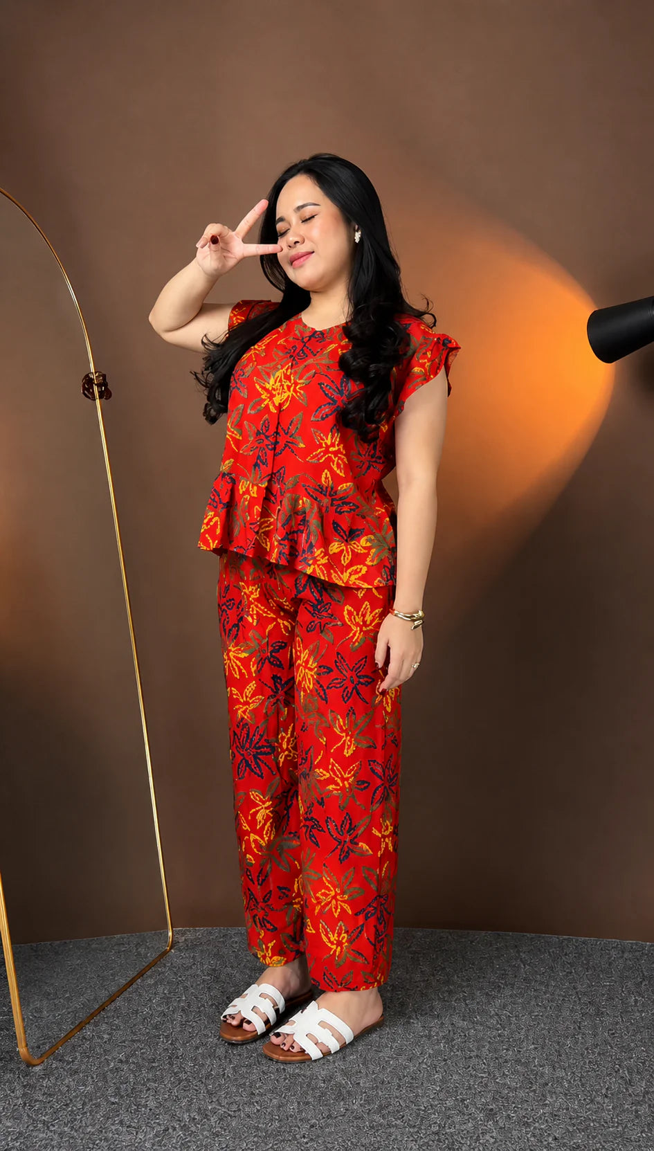 Red Floral Printed Co-Ord Set for Women