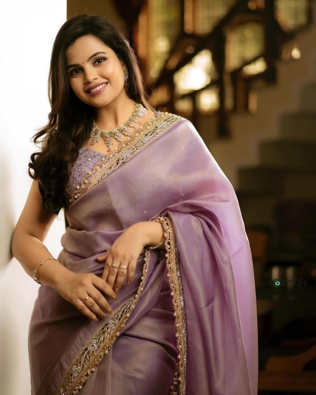 Silver Tissue Silk Designer Embroidery Saree Collection