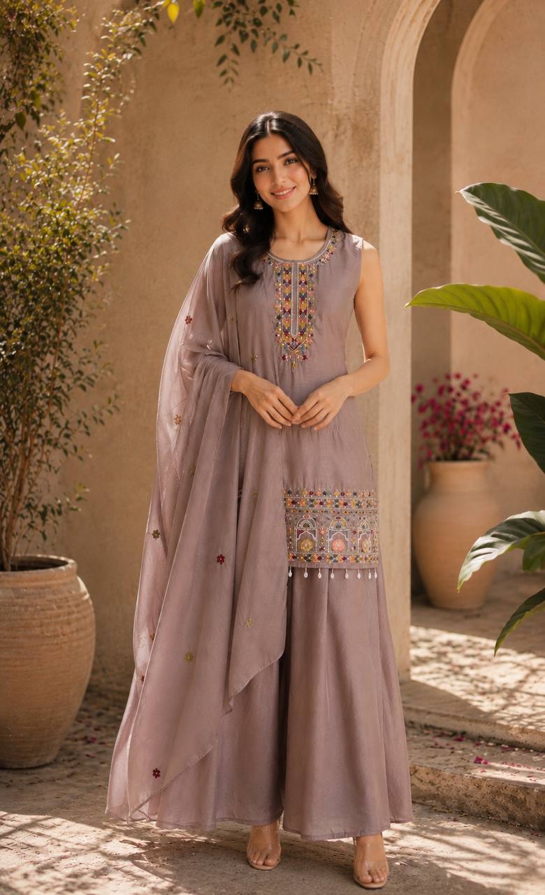 Women’s Premium Embroidered Anarkali Kurta Set with Dupatta