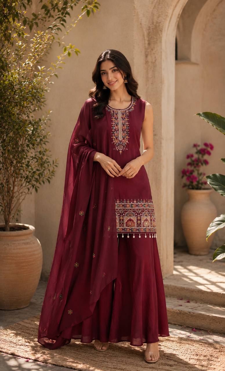 Women’s Premium Embroidered Anarkali Kurta Set with Dupatta
