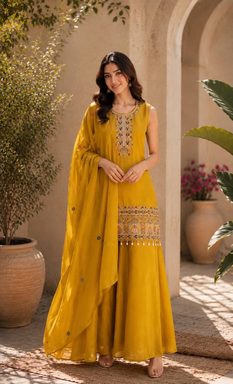 Women’s Premium Embroidered Anarkali Kurta Set with Dupatta