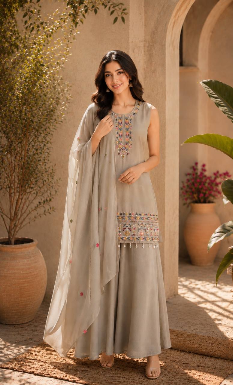 Women’s Premium Embroidered Anarkali Kurta Set with Dupatta