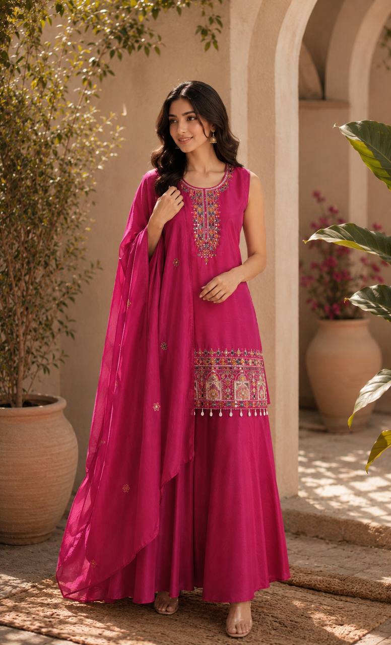 Women’s Premium Embroidered Anarkali Kurta Set with Dupatta