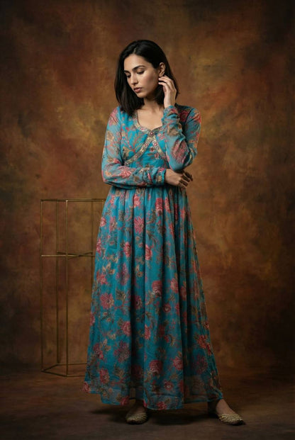 Women's Heavy Embroidered Kurta Palazzo Set for Festival & Party Wear