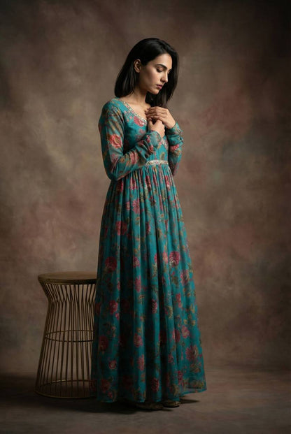 Women's Heavy Embroidered Kurta Palazzo Set for Festival & Party Wear