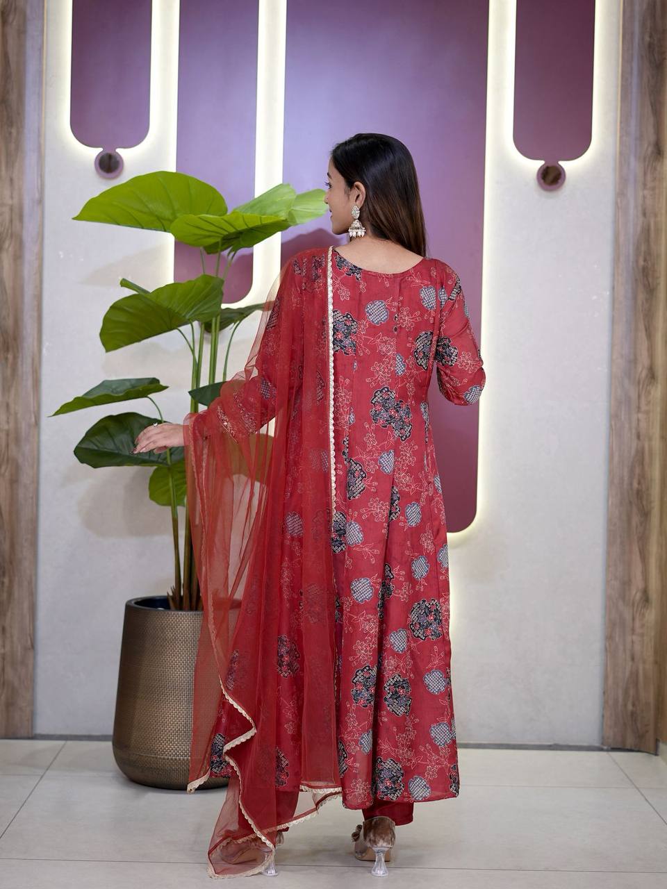 Designer Party Wear Kurta Palazzo Set with Sequence Work Dupatta