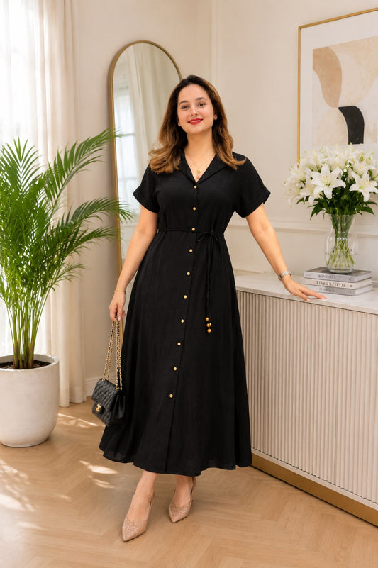 Designer Rayon Dress (Black)