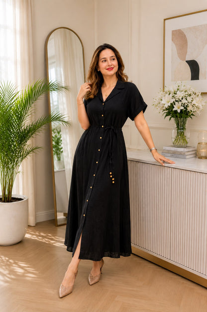 Designer Rayon Dress (Black)
