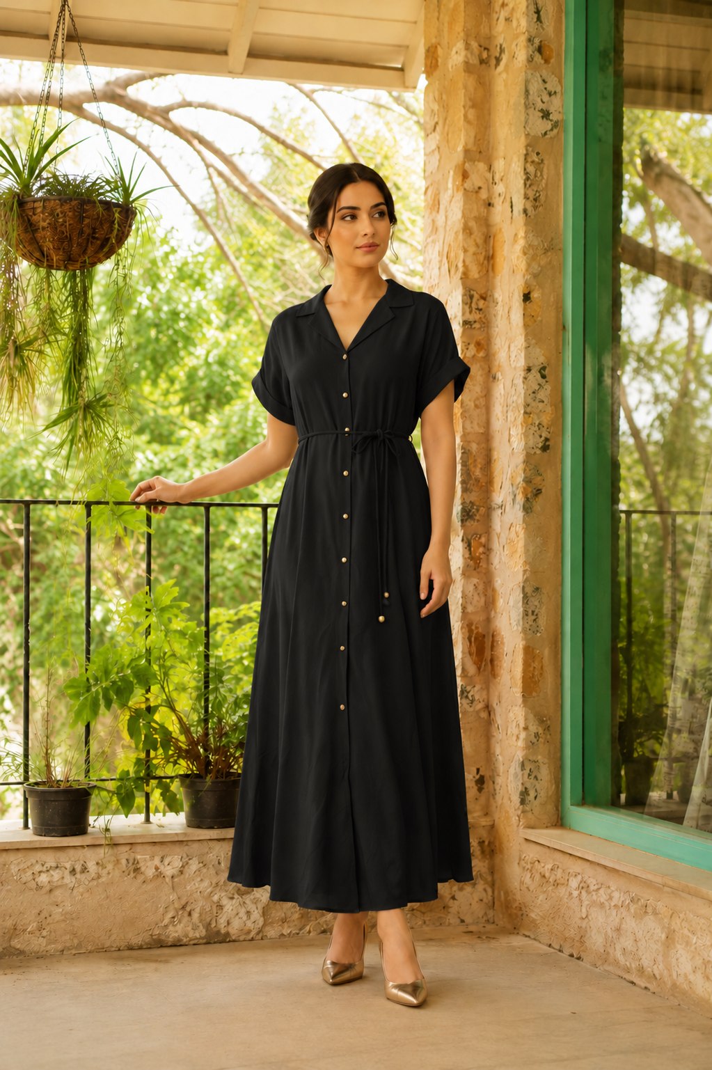 Designer Rayon Dress (Black)