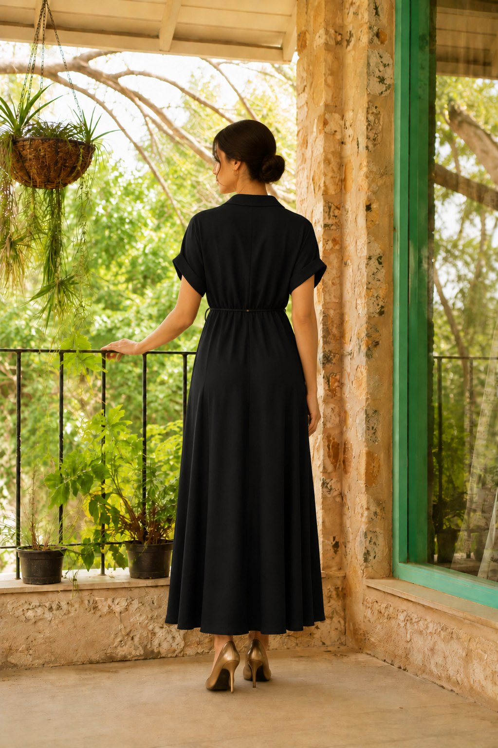 Designer Rayon Dress (Black)
