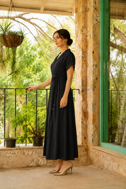 Designer Rayon Dress (Black)