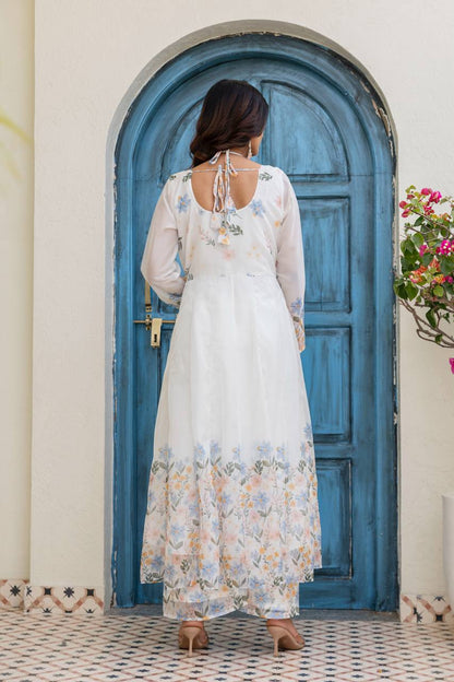 Premium Organza Printed Gown Palazzo Set