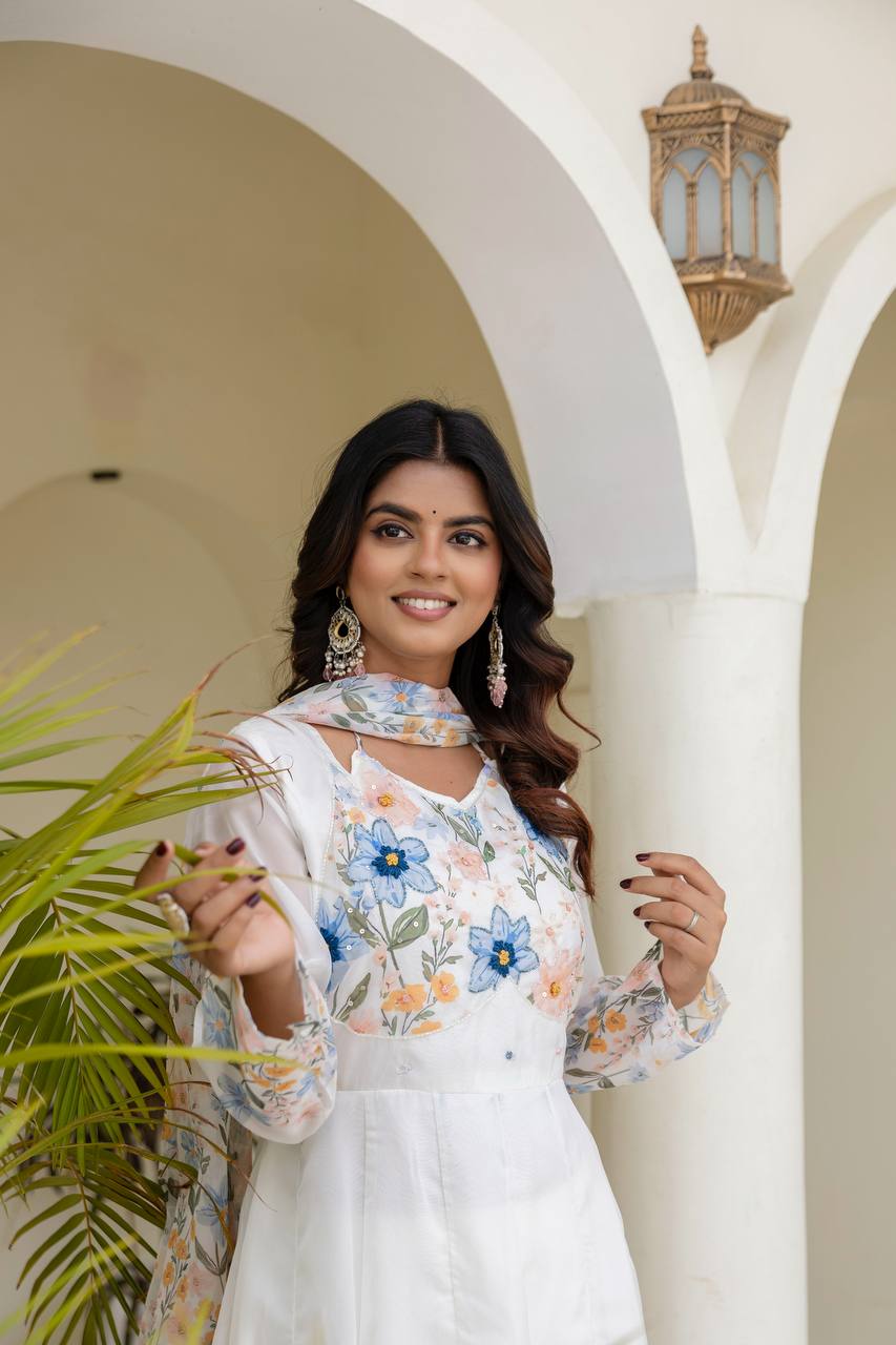 Premium Organza Printed Gown Palazzo Set