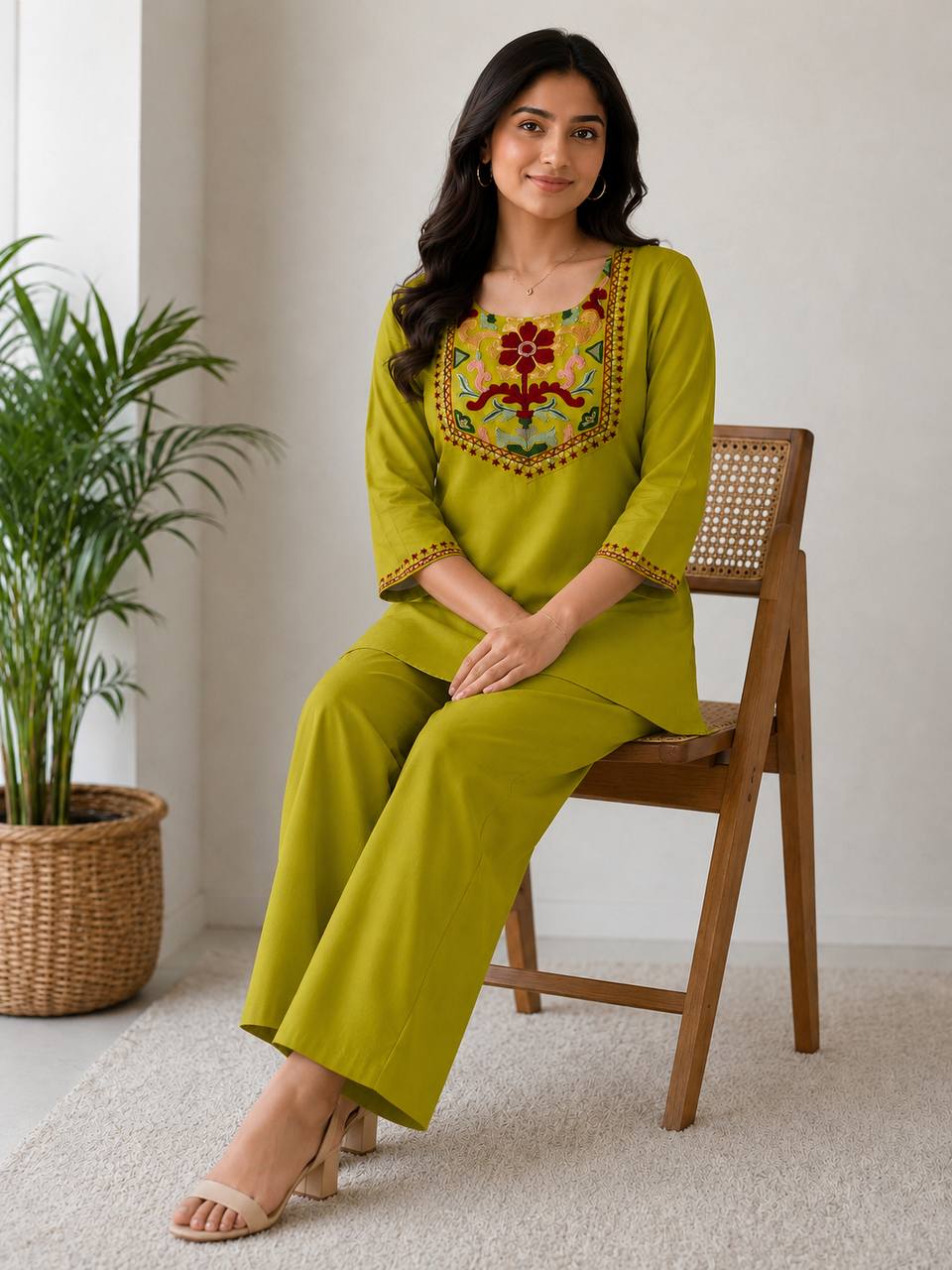 Office Wear Embroidered Co-Ord Set for Women