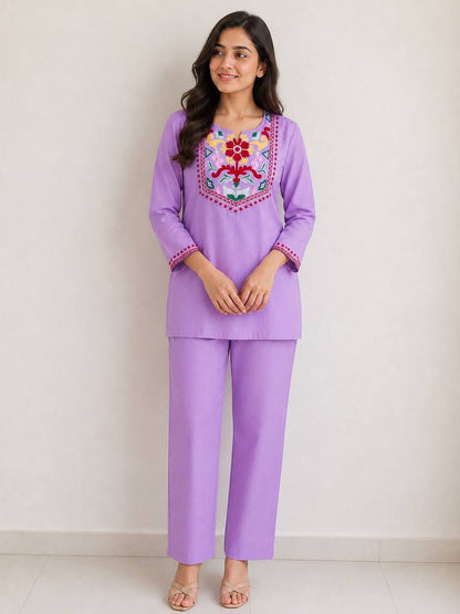 Daily Wear Embroidered Cotton Co-Ord Set