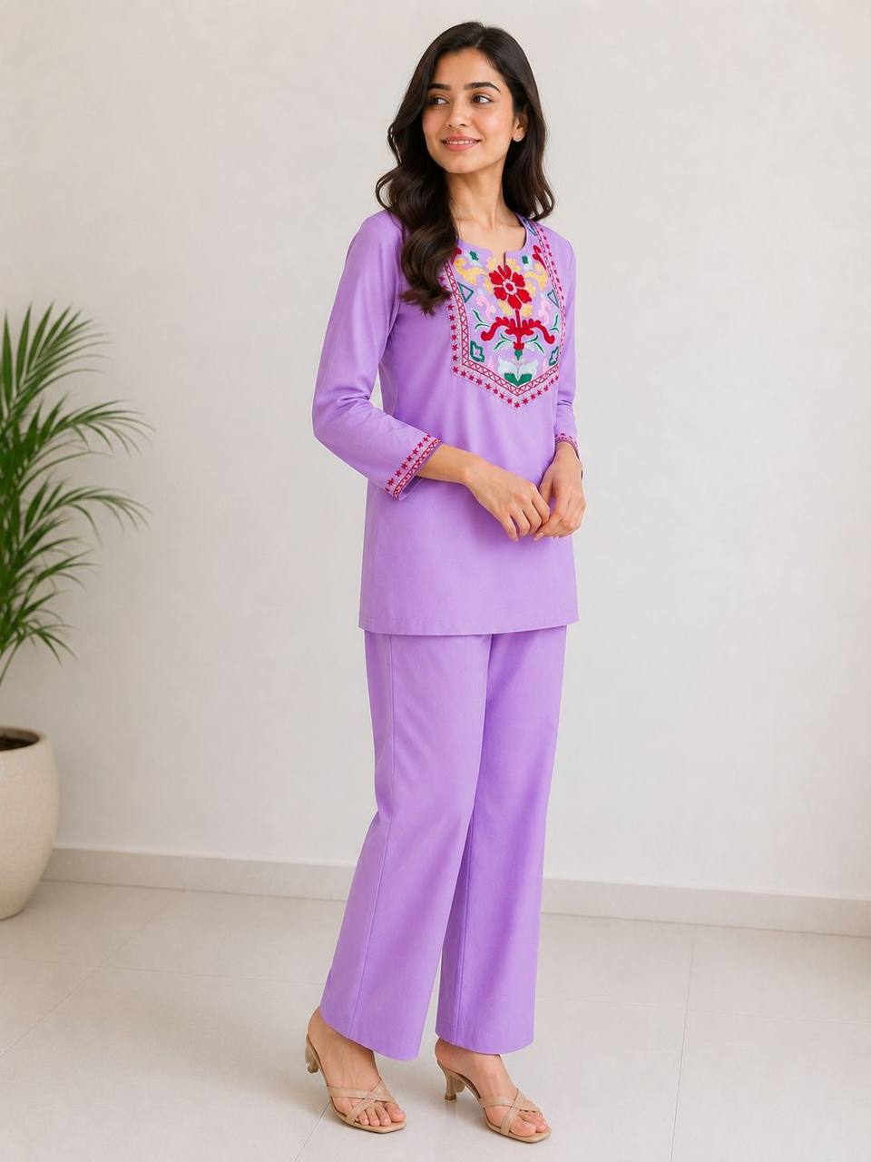 Daily Wear Embroidered Cotton Co-Ord Set