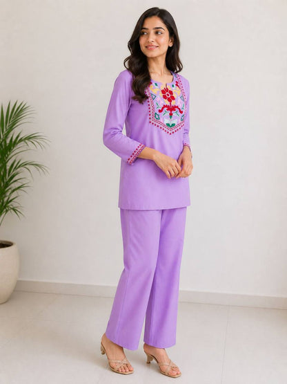 Daily Wear Embroidered Cotton Co-Ord Set