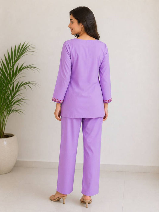 Daily Wear Embroidered Cotton Co-Ord Set