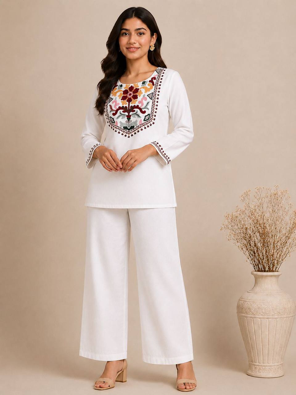 Elegant Yoke Embroidered Co-Ord Set