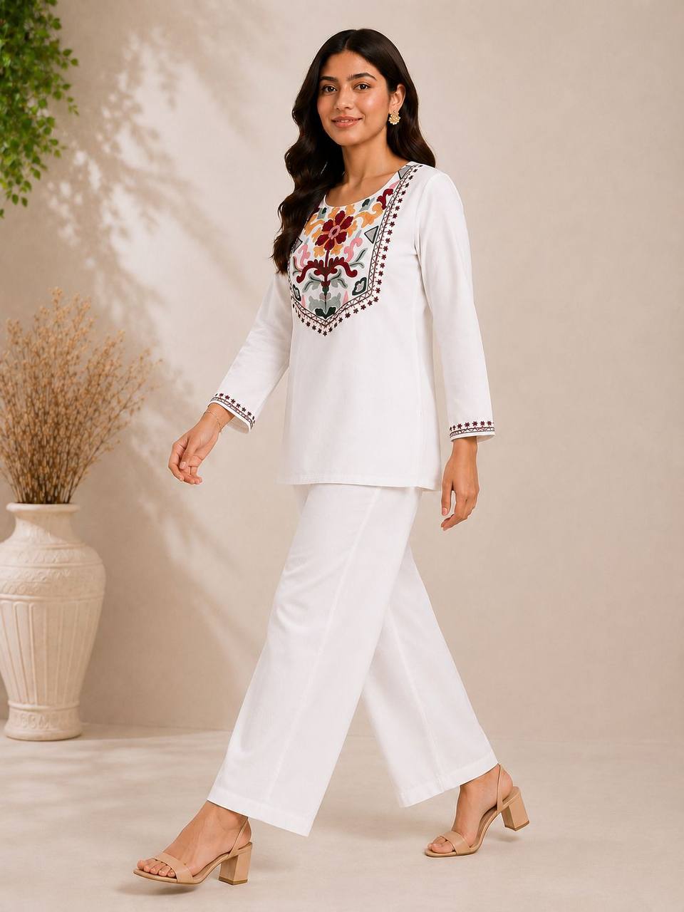 Elegant Yoke Embroidered Co-Ord Set