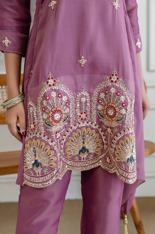 Designer Fancy Onion Color Kurti and Pant Set