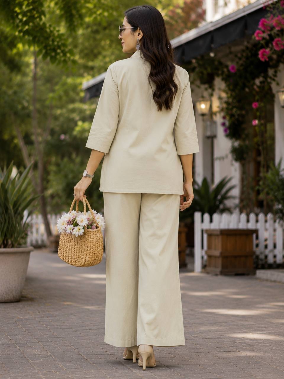 Figure-Printed Collared Co-ord Set