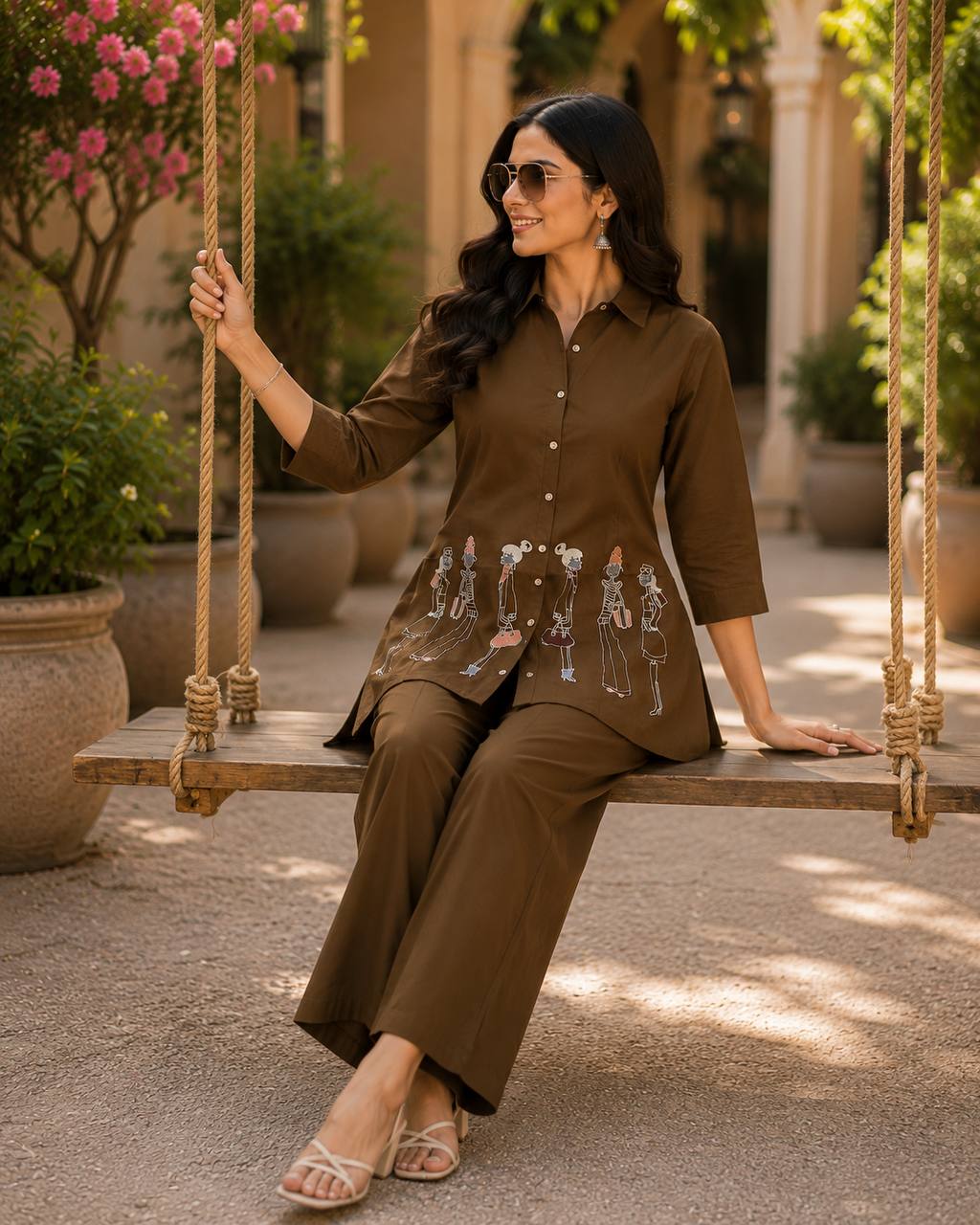 Coffee Bloom Printed Co-Ord Set