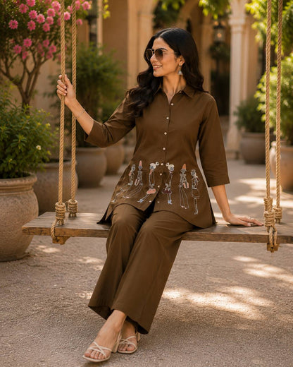 Coffee Bloom Printed Co-Ord Set