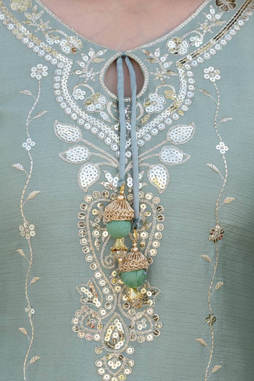 Women Embroidered Kurti Plazzo Set With Dupatta