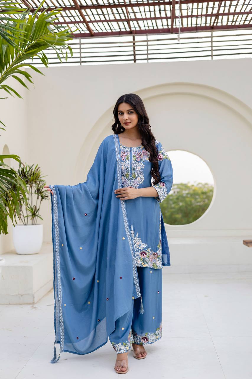 Designer Zardosi Work Kurti Plazzo Set for Women
