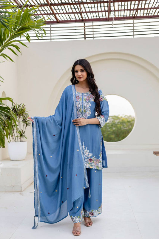 Designer Zardosi Work Kurti Plazzo Set for Women