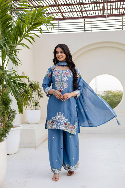 Designer Zardosi Work Kurti Plazzo Set for Women