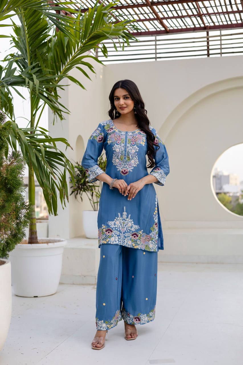 Designer Zardosi Work Kurti Plazzo Set for Women
