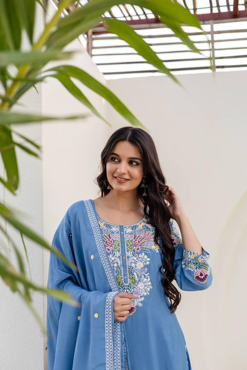 Designer Zardosi Work Kurti Plazzo Set for Women
