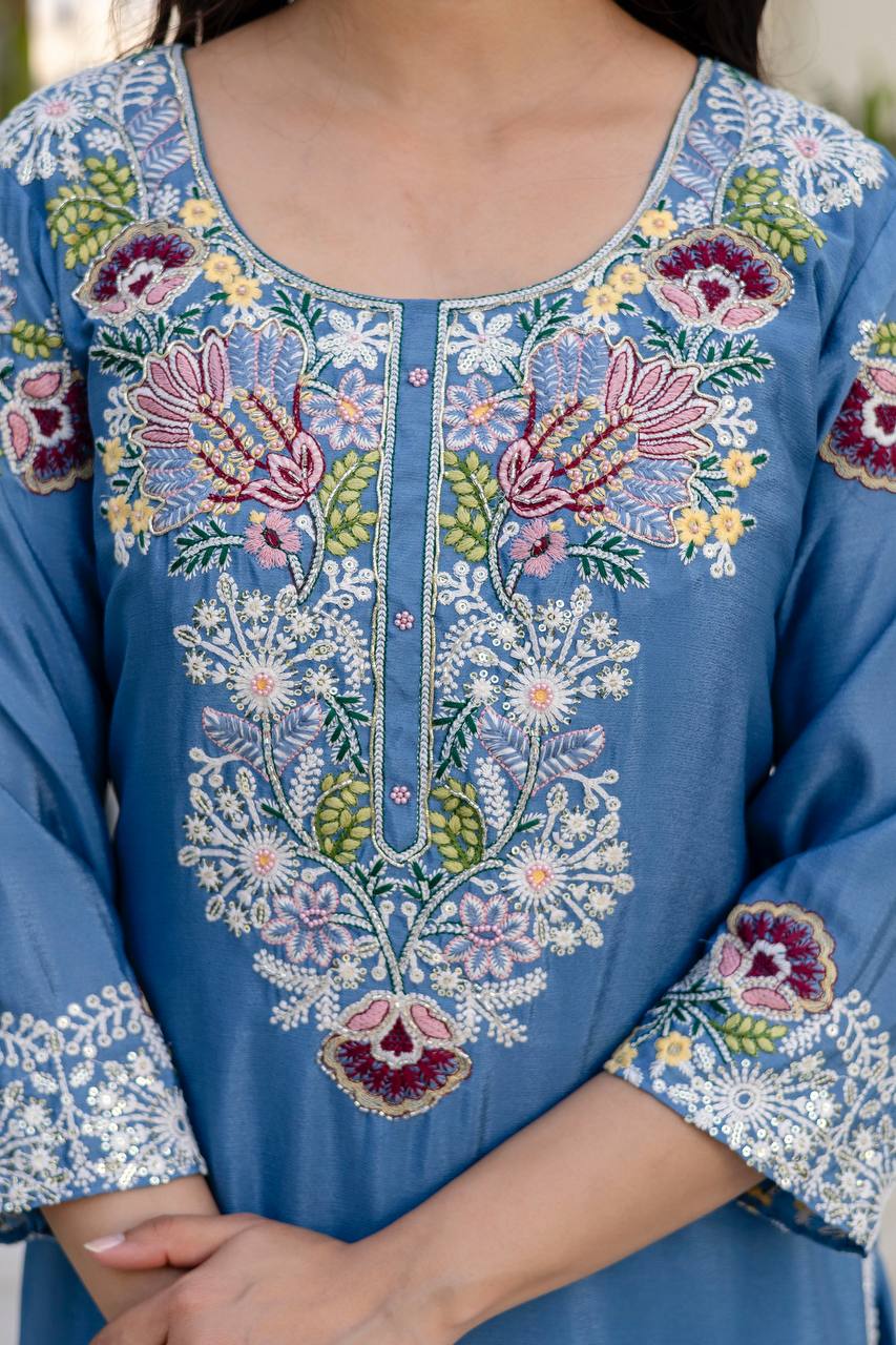 Designer Zardosi Work Kurti Plazzo Set for Women
