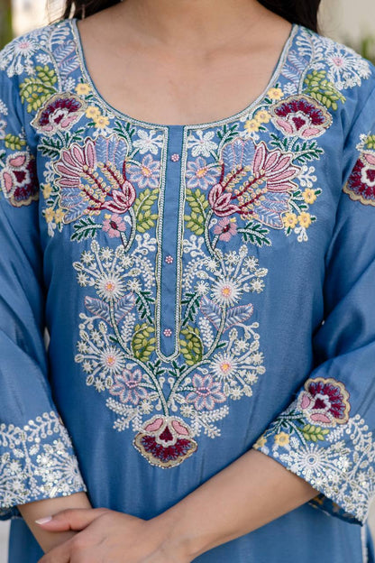 Designer Zardosi Work Kurti Plazzo Set for Women
