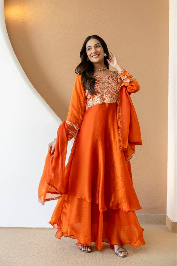 FANDY Silk With Heavy Embroidery Codding & Sequence Work And Full Sleeve