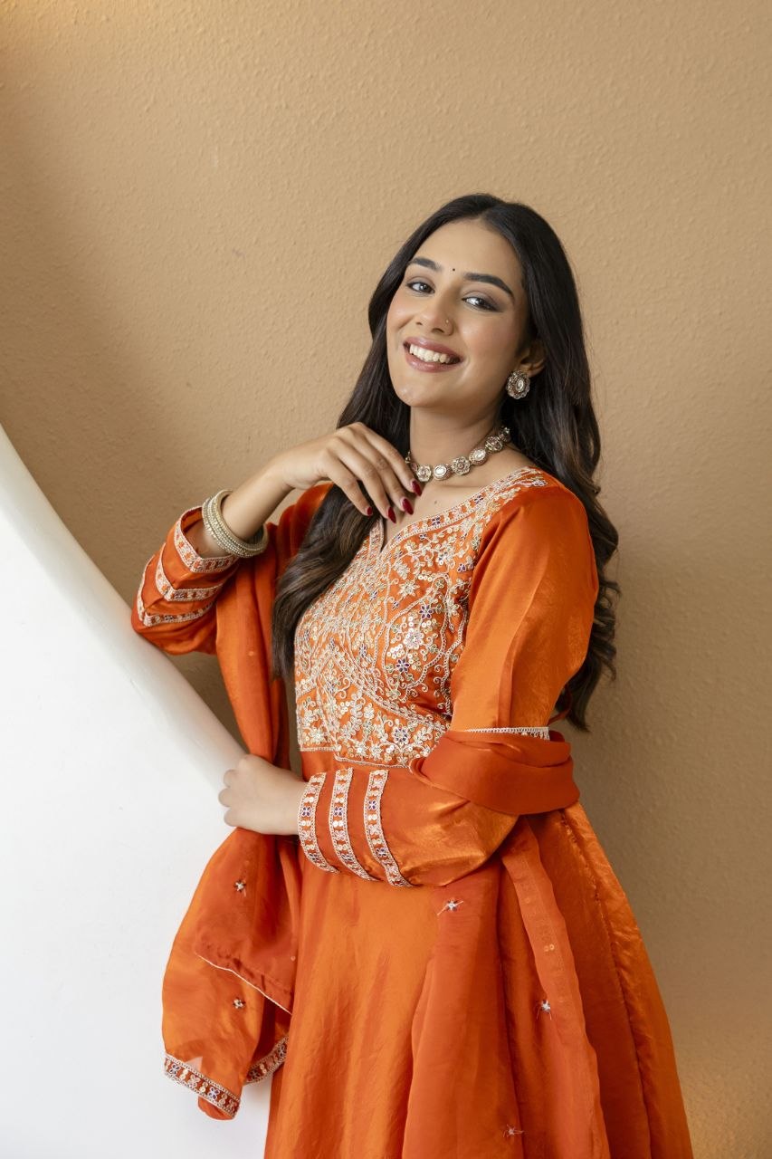 FANDY Silk With Heavy Embroidery Codding & Sequence Work And Full Sleeve