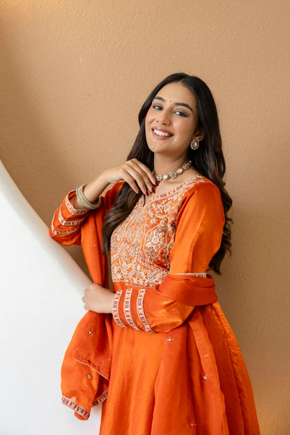 FANDY Silk With Heavy Embroidery Codding & Sequence Work And Full Sleeve