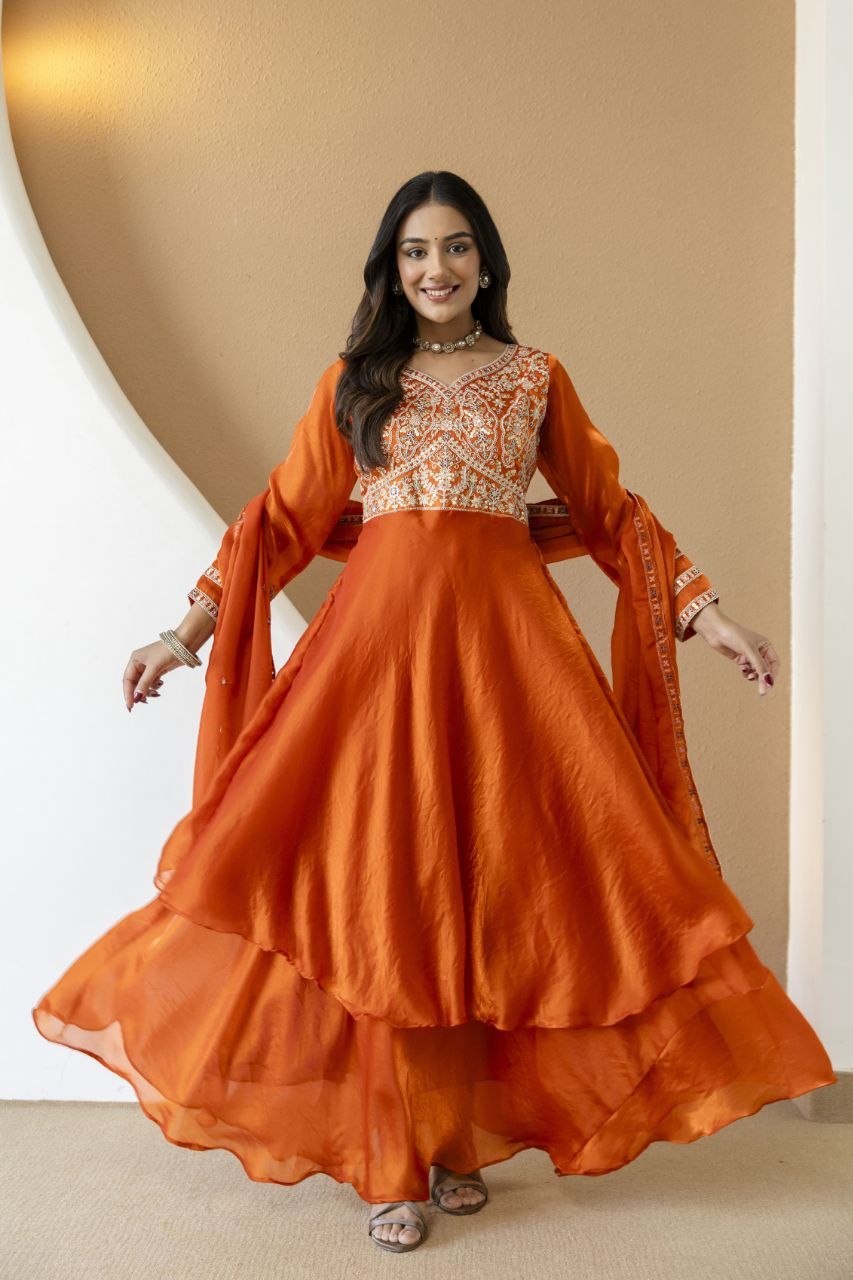 FANDY Silk With Heavy Embroidery Codding & Sequence Work And Full Sleeve