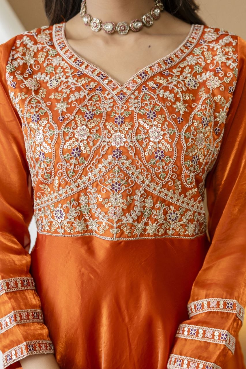 FANDY Silk With Heavy Embroidery Codding & Sequence Work And Full Sleeve