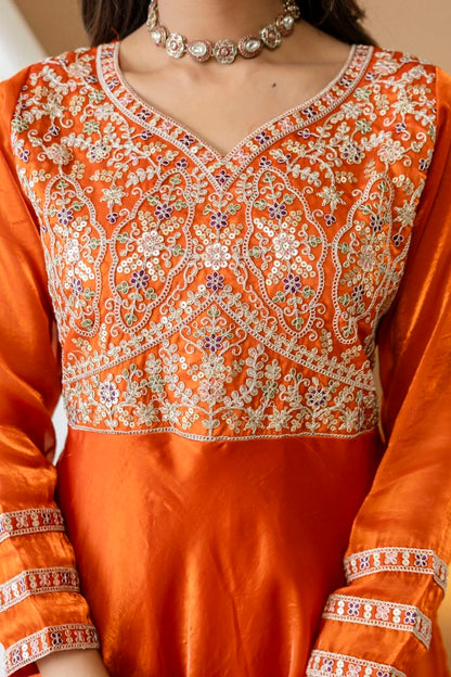 FANDY Silk With Heavy Embroidery Codding & Sequence Work And Full Sleeve