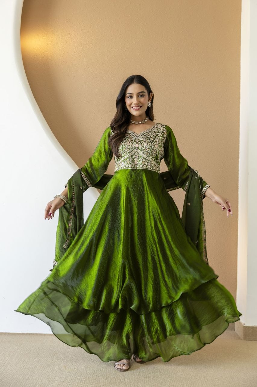 FANDY Silk With Heavy Embroidery Codding & Sequence Work And Full Sleeve