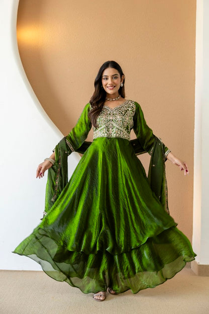 FANDY Silk With Heavy Embroidery Codding & Sequence Work And Full Sleeve